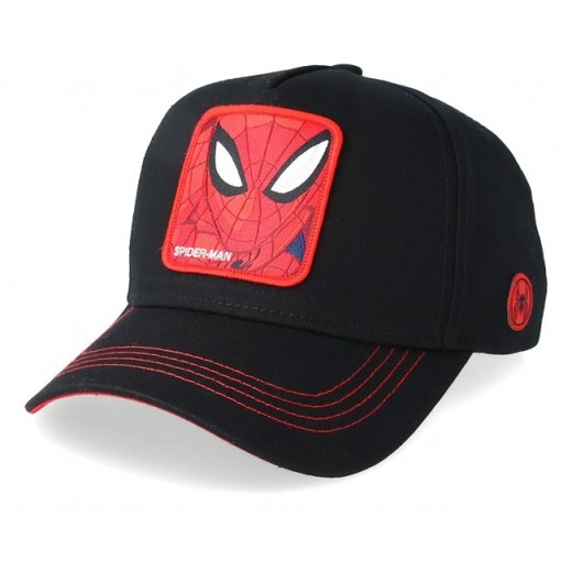 Gorra visera curva Marvel Spider Man negra con bordes rojos