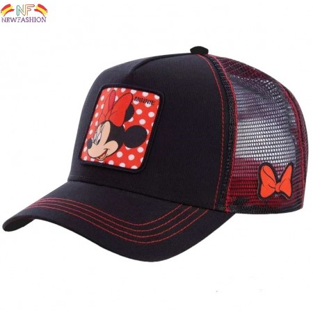 Gorra trucker de Minnie Mouse de Disney, color negro. Visera curva.