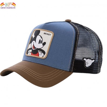 Gorra trucker Mickey Mouse de Disney, color azul y marrón. Visera curva.